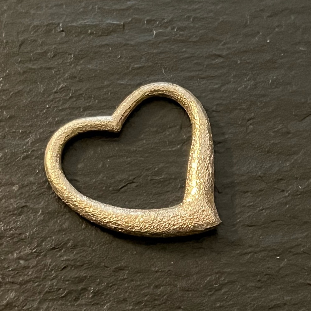 Sterling Silver Sandblasted Open Heart Pendant Marked 925